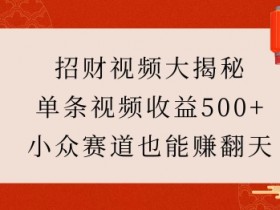 招财视频赚钱秘籍：小众赛道单条视频收益500+，轻松挣翻天!-54创业网