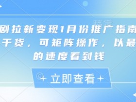 1月短剧拉新变现推广指南：纯干货矩阵操作，快速赚钱秘籍-54创业网