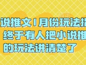 1月小说推文玩法指南：新手必看的高效赚钱技巧！-54创业网