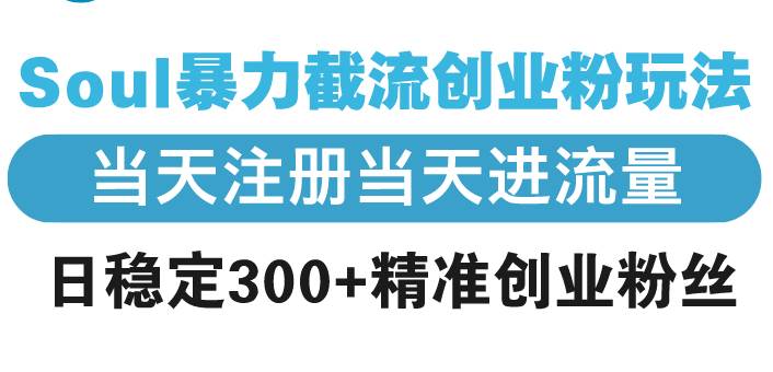 暴力截流创业粉：Soul日引300+精准粉，当天注册当天来流量-54创业网