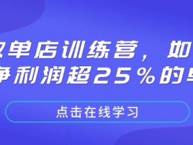 单店盈利秘籍：极致训练营教你25%高净利润实战攻略-54创业网