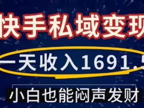快手私域变现：小白日赚1691.5的闷声发财秘籍-54创业网