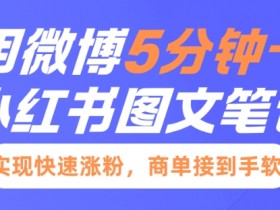 5分钟一条微博图文笔记：小红书快速涨粉接商单秘籍-54创业网