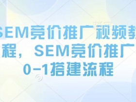SEM竞价推广教程：0-1搭建流程视频，新手快速上手SEM投放-54创业网