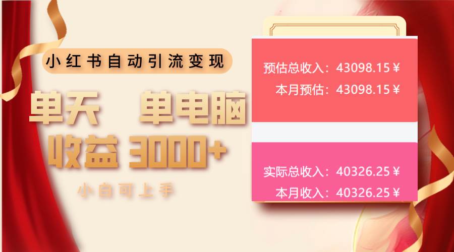 小红书自动引流变现教程：单天单电脑收益3000+，新手小白轻松上手-54创业网