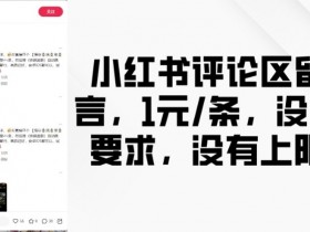 1元1条！小红书评论区留言任务无要求无上限-54创业网