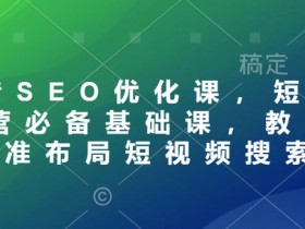 抖音SEO优化课：短视频运营精准布局技巧，提升搜索排名必备-54创业网