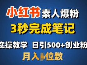 小红书素人爆粉秘籍：3秒发笔记日引500+流量，轻松月入过W-54创业网