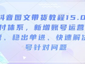 抖音图文带货教程15.0：账号运营锦囊+稳出单技巧，快速解决限流问题-54创业网