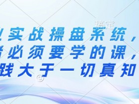 创业者必学：创业实战操盘系统，实践大于一切真知-54创业网