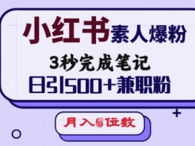 小红书素人爆粉秘籍：3秒笔记日引500+兼职粉，轻松月入5位数-54创业网