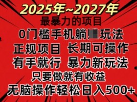 25年最暴力的赚钱项目：0门槛长期可做，当天见效无脑日入千元-54创业网