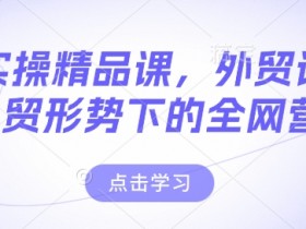 外贸谈判技巧：新外贸形势下的全网营销实操精品课-54创业网