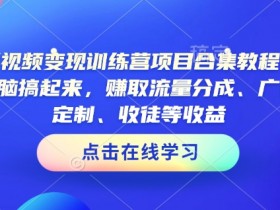 AI短视频变现训练营：零基础学剪辑接单赚钱，广告分成/收徒/定制全攻略-54创业网