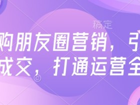 高复购朋友圈营销：3招引爆私域成交，轻松打通运营全链-54创业网