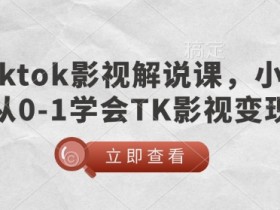 TK影视变现课：0基础小白也能学会的TikTok影视解说教程-54创业网