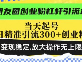 创业粉引流术：日引300+精准创业粉，当天起号稳定变现，放大操作无上限-54创业网