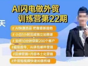 AI闪电外贸训练营22期：AI选品+1小时建站+10分钟获客200-54创业网