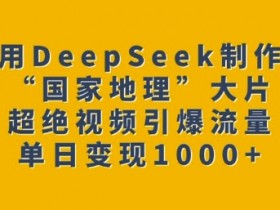 DeepSeek一键生成国家地理级大片：爆款视频单日变现秘籍-54创业网