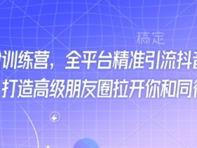 抖音快手小红书精准引流：打粉训练营教你打造高级朋友圈，甩开同行差距-54创业网