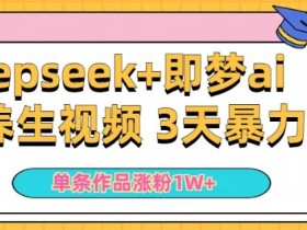 小白用DeepSeek+即梦做AI养生视频：1条爆款涨粉5万+，单日收益翻倍秘籍-54创业网
