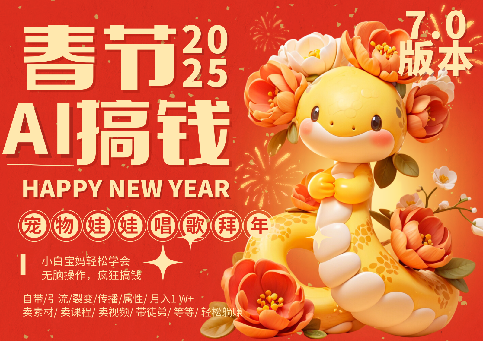 AI春节搞钱7.0：蝴蝶号萌宠拜年视频神器 一键批量生成爆款内容-54创业网