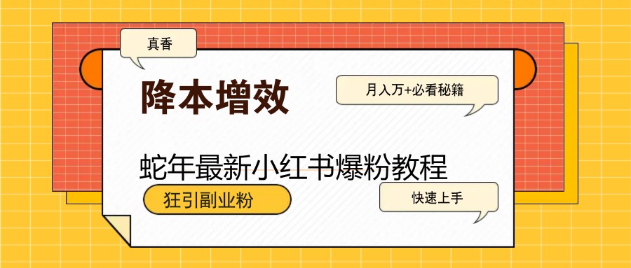 蛇年小红书爆粉秘籍：副业引流技巧，轻松月入过万攻略-54创业网