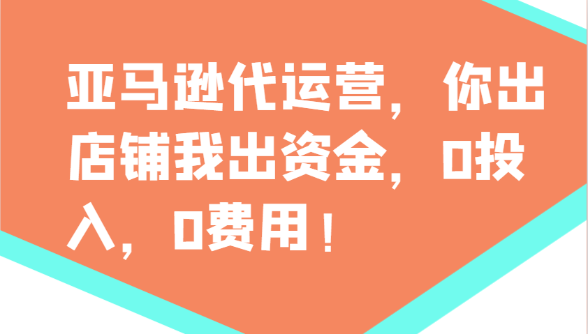 亚马逊代运营合作：0投入0费用，你出店铺我出资金，日分红300+稳赚不赔-54创业网