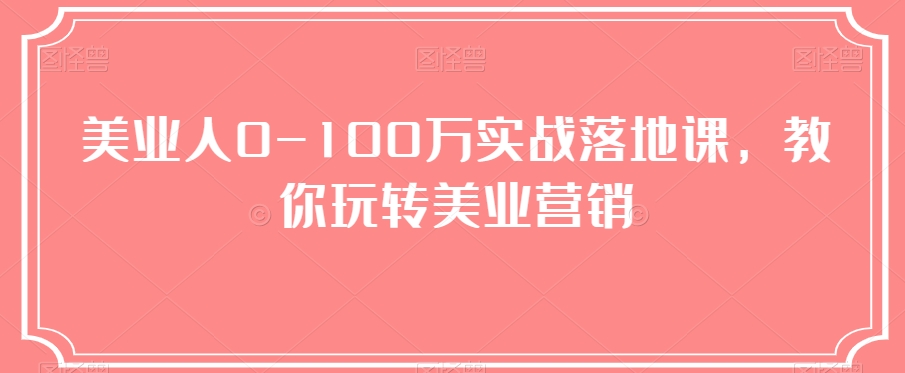 美业营销实战课：0-100万业绩增长秘诀，手把手教你玩转美业-54创业网