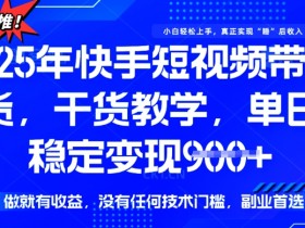 25年快手短视频带货新玩法：单日稳赚900+零门槛，新手轻松上手-54创业网