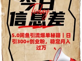 闲鱼引流爆单秘籍：5.0版日引300+创业粉，轻松月入过万-54创业网