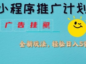 小程序推广计划：撸广告自动运行新玩法，日均4张躺赚揭秘-54创业网