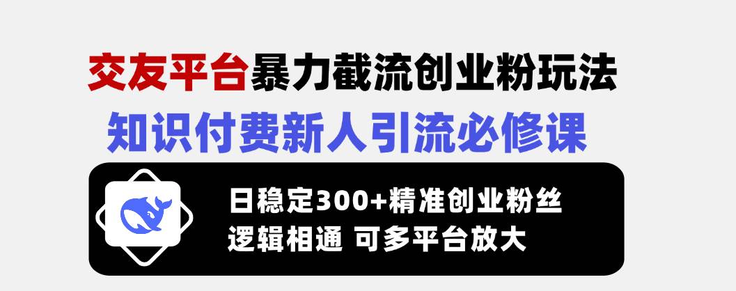 交友平台暴力截流创业粉：日引300+精准流量，知识付费新手必修课-54创业网