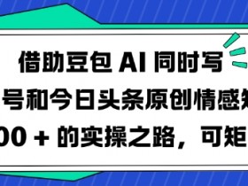 豆包AI写原创情感文日赚300：公众号+头条实操指南，小白可复制-54创业网