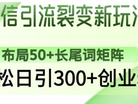 微信引流裂变50+长尾词矩阵玩法：日引300创业粉实战技巧-54创业网