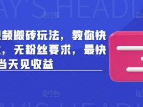 最新视频搬砖赚钱玩法：0粉丝当天变现，3步教你快速赚收益-54创业网