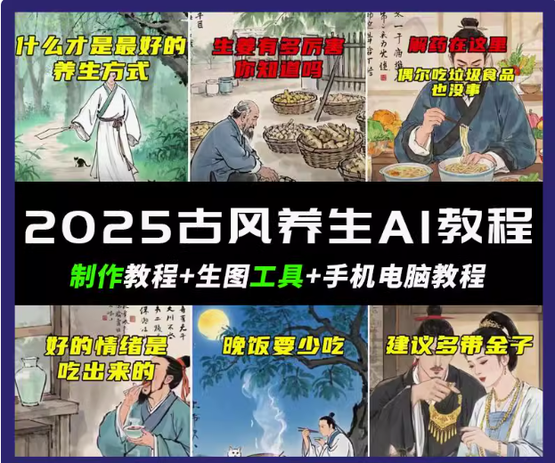 抖音AI古风养生视频教程：轻松日入500+涨粉10万秘籍-54创业网