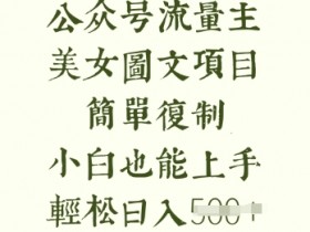 美女图片轻松日入500：流量主长期收益项目，小白复制粘贴即可上手-54创业网