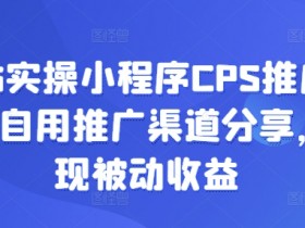 2025年小程序CPS推广赚钱攻略：实操项目+独家渠道，轻松躺赚被动收入-54创业网