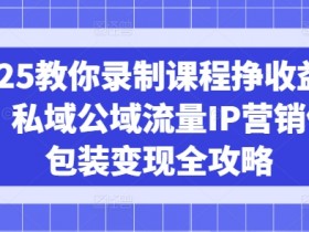 2025课程录制赚钱项目：私域公域流量IP营销+做图包装变现全攻略-54创业网