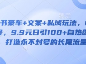 豪车创业粉引流秘籍：小红书极速起号9.9元日引100+，私域长尾流量池防封号玩法-54创业网