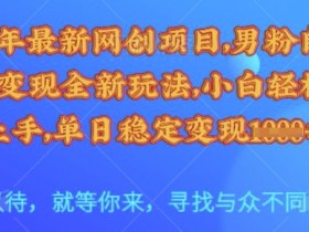 2025最新网创项目：男粉自动变现玩法揭秘，小白轻松日赚多张-54创业网