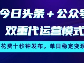 揭秘：头条公众号代运营日赚3张，10秒发布轻松变现-54创业网