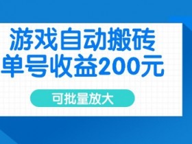 游戏自动搬砖赚钱：单号日赚200元 批量操作放大收益技巧揭秘-54创业网