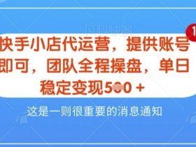快手小店代运营3.0：新模式五五分佣，日赚8单实战揭秘-54创业网