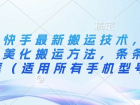 3月快手搬运技术：魔法美化同框搬运方法，适用所有手机型号-54创业网