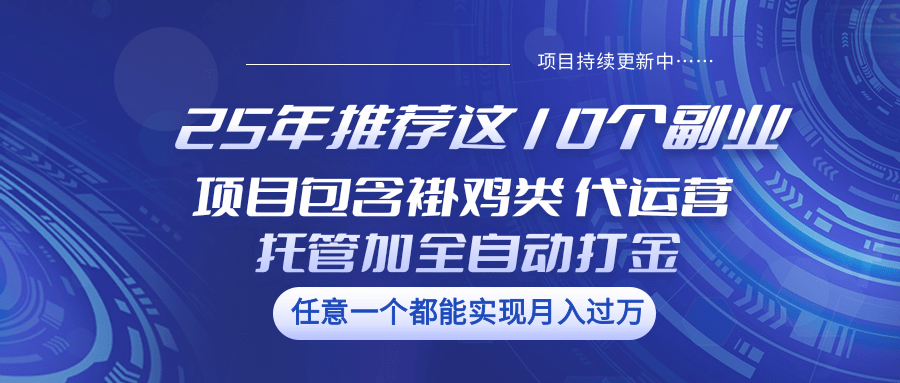 2024副业推荐：10个赚钱项目，褂鸡、代运营、全自动打金轻松上手-54创业网