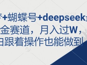 即梦蝴蝶号deepseek掘金新赛道：0基础月入过W，跟着做就赚钱-54创业网
