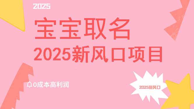 2025宝宝取名新风口项目：0成本高利润副业，保姆级教程手把手教，轻松月入过万-54创业网