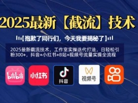 2025最新截流技术：抖音小红书B站视频号日引300+粉，工作室实操全流程-54创业网